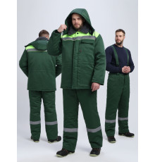 Костюм зимний на пуговицах Квайл-1 СОП (тк.Смесовая,210) брюки, т.зеленый/лимонный