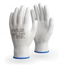Перчатки ProfLineSpecialist нейлоновые с ПУ-покрытием, белый