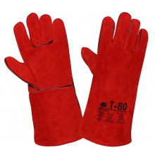 Краги спилковые Т-80 красные с подкладкой, КРА007